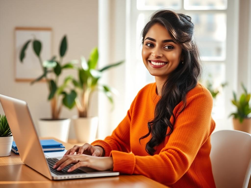 Woman working from home